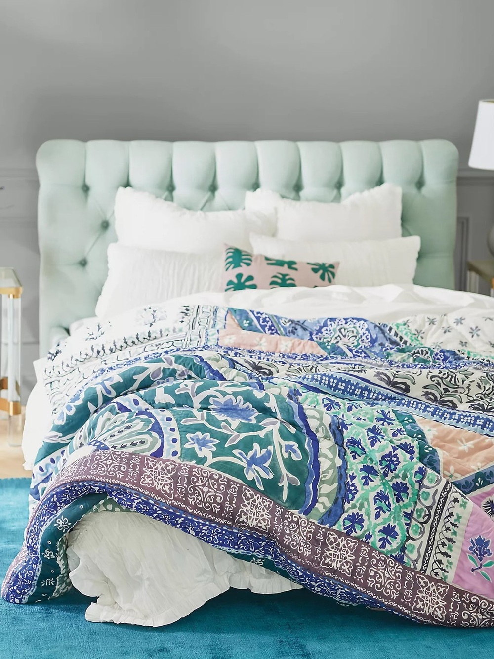 Anthropologie Livia Patchwork Quilt King + 2 King Shams Sold Out Boho Print